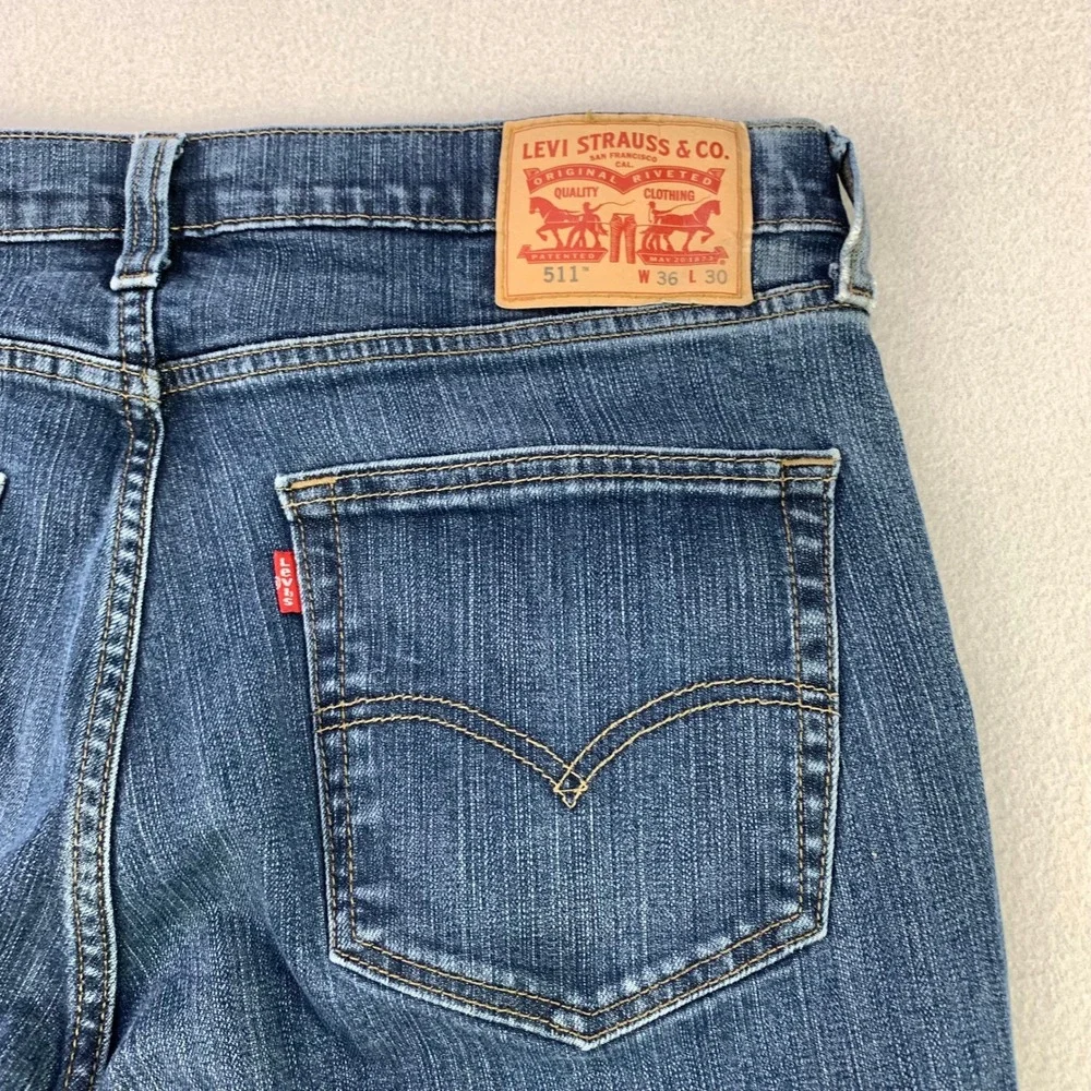 Levi's 511 Slim Fit Jeans Mens 36x30 Blue Denim Stretch Straight